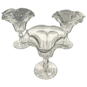 Vintage Heisey "Colonial" Ruffle Pedestal Sherbert / Sundae Glasses (3)